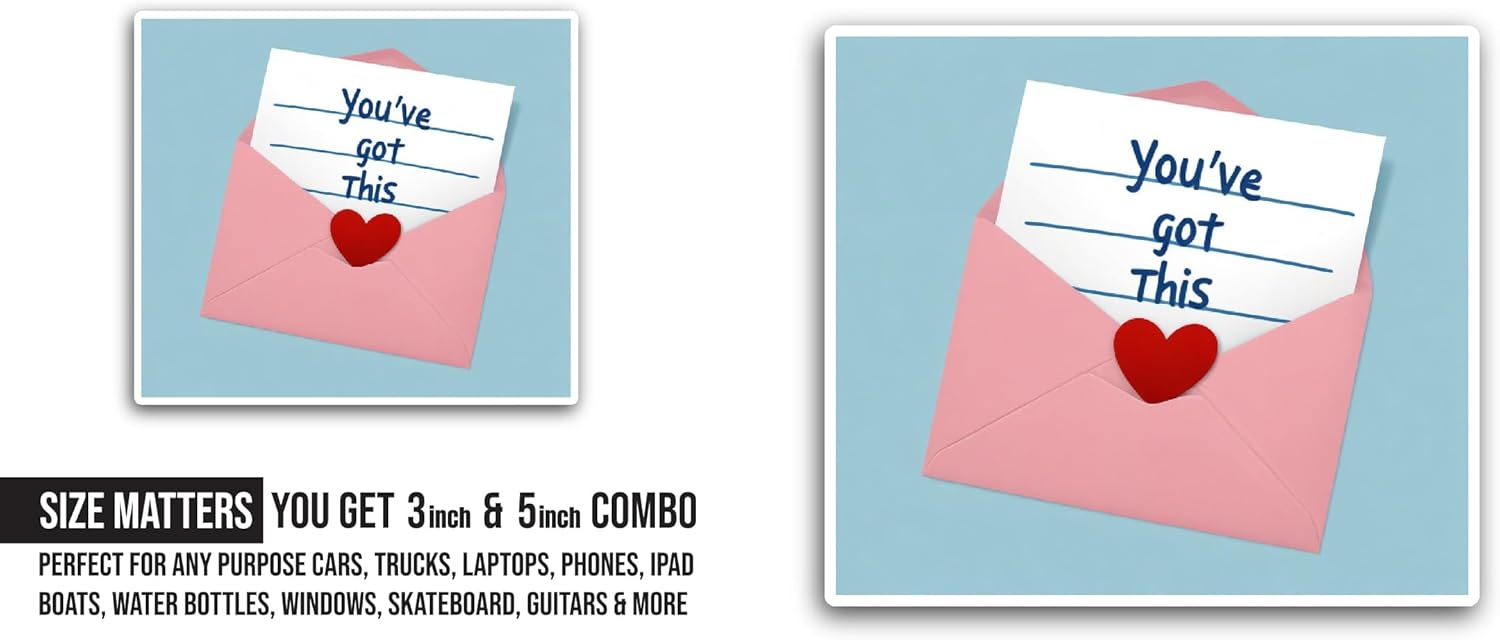 2 (Pieces) 3" and 5" Greeting Card Sticker, Waterproof Vinyl Decals for Many Purpose Like Cars, Trucks, Laptops, Phones, Windows and More