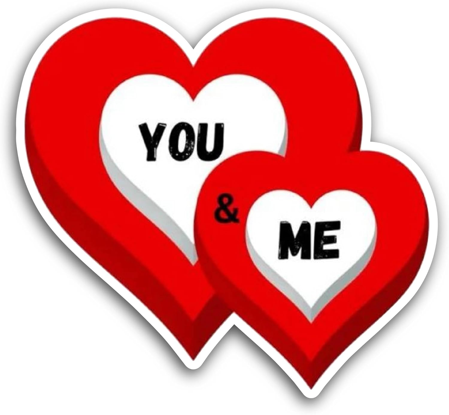2 (Pieces) 3" and 5" You and Me Sticker, Waterproof Vinyl Decals for Many Purpose Like Cars, Trucks, Laptops, Phones, Windows and More