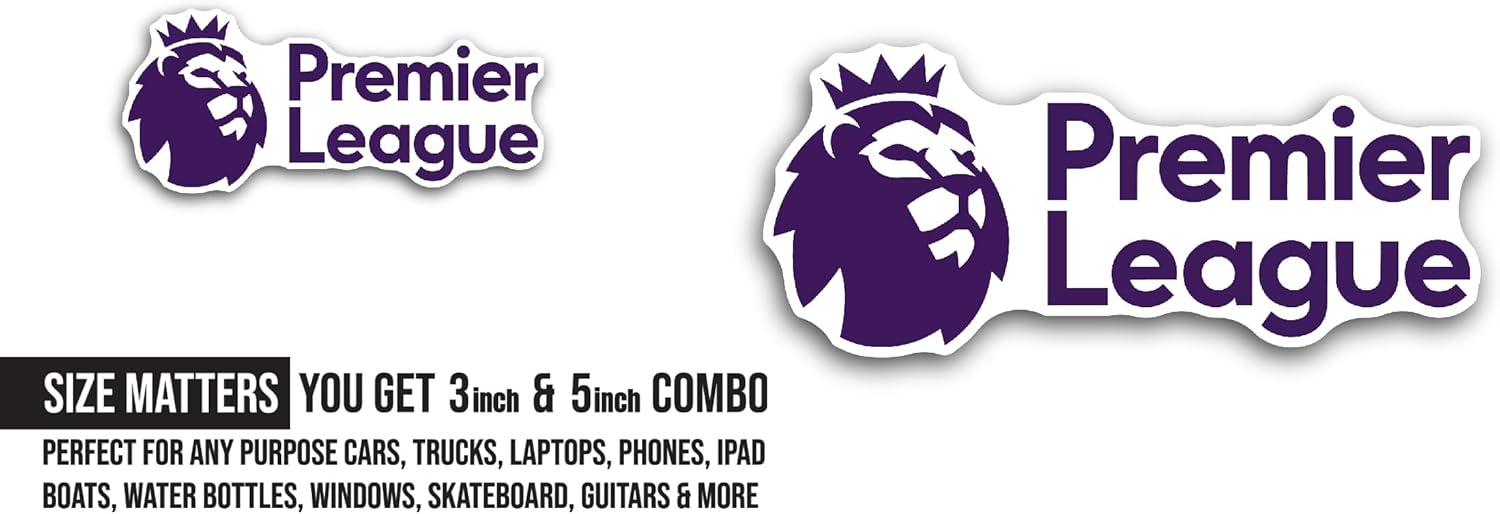 2 (Pieces) 3" and 5" Premier L3ague Sticker, Waterproof Vinyl Decals for Many Purpose Like Cars, Trucks, Laptops, Phones, Windows and More