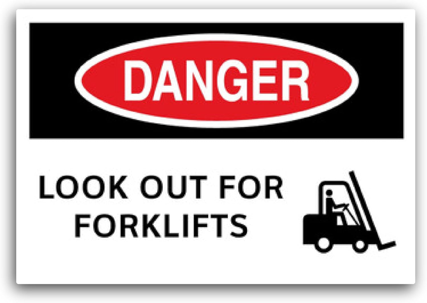 2 (Pieces) 3" and 5" Danger Sign - Look Out for Fork Lifts Sticker, Waterproof Vinyl Decals for Many Purpose Like Cars, Trucks, Laptops, Phones, Windows and More