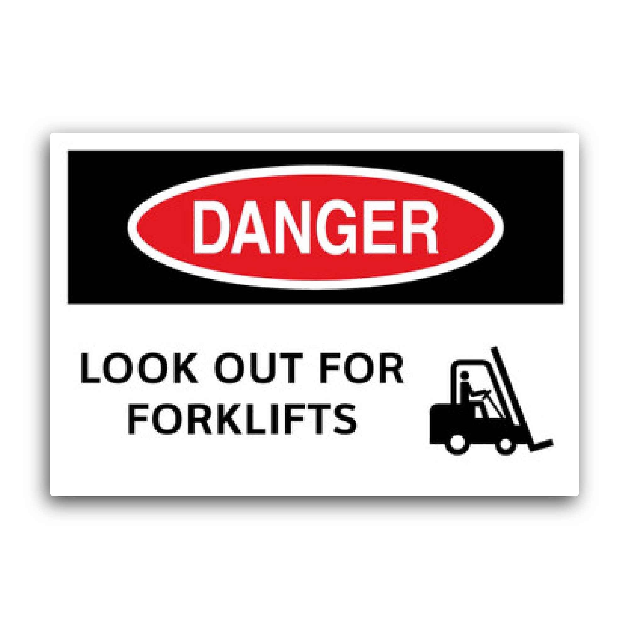 2 (Pieces) 3" and 5" Danger Sign - Look Out for Fork Lifts Sticker, Waterproof Vinyl Decals for Many