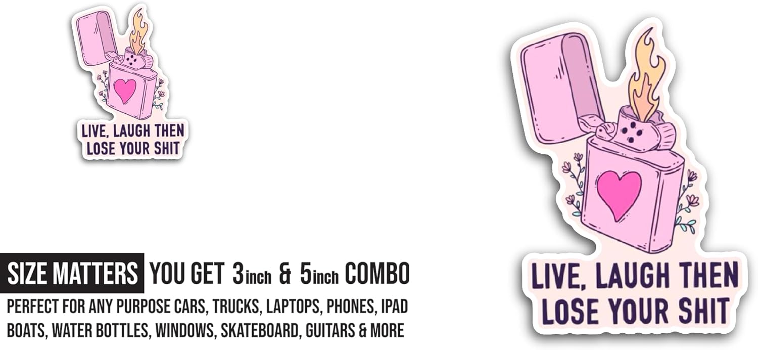 2 (Pieces) 3" and 5" Live,Laugh Sticker, Waterproof Vinyl Decals for Many Purpose Like Cars, Trucks, Laptops, Phones, Windows and More