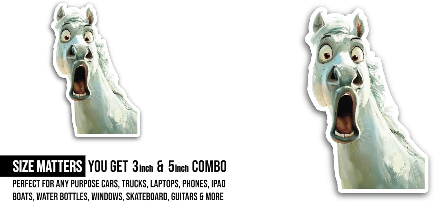 2 (Pieces) 3" and 5" White Horse Sticker, Waterproof Vinyl Decals for Many Purpose Like Cars, Trucks, Laptops, Phones, Windows and More