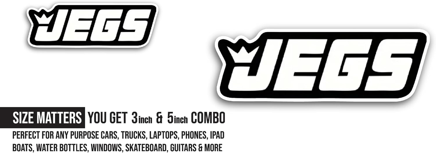 2 (Pieces) 3" and 5" Jegs Logo Sticker, Waterproof Vinyl Decals for Many Purpose Like Cars, Trucks, Laptops, Phones, Windows and More