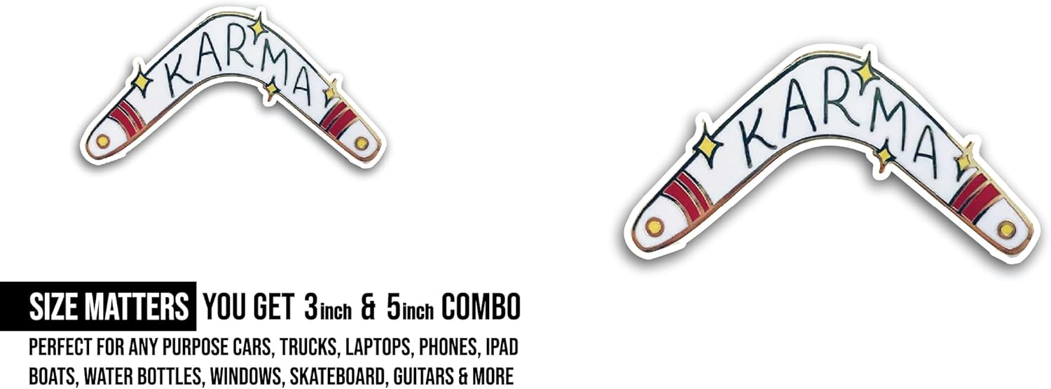 2 (Pieces) 3" and 5" Karma Sticker, Waterproof Vinyl Decals for Many Purpose Like Cars, Trucks, Laptops, Phones, Windows and More