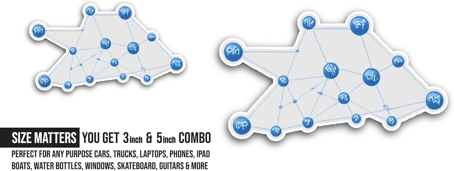 2 (Pieces) 3" and 5" Network Diagram Sticker, Waterproof Vinyl Decals for Many Purpose Like Cars, Trucks, Laptops, Phones, Windows and More