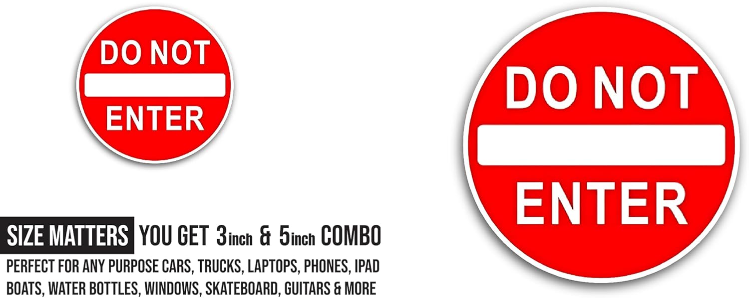 2 (Pieces) 3" and 5" Do Not Enter Sticker, Waterproof Vinyl Decals for Many Purpose Like Cars, Trucks, Laptops, Phones, Windows and More