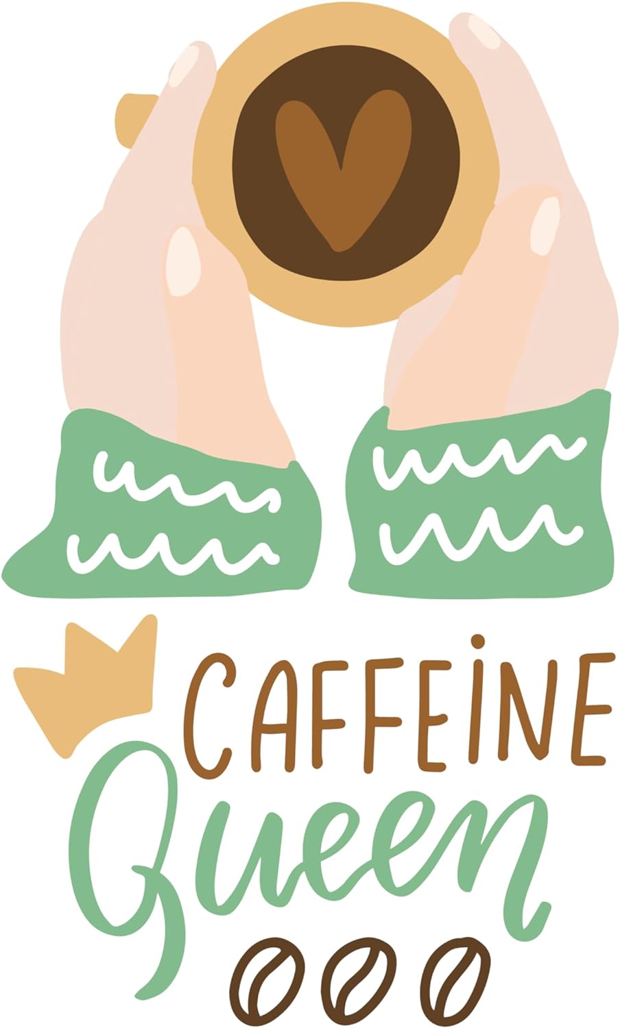 Inspirational Quote "Caffeine Queen Bean" Motivational Sticker Vinyl Decal Motivation Stickers- 5" Vinyl Sticker Waterproof