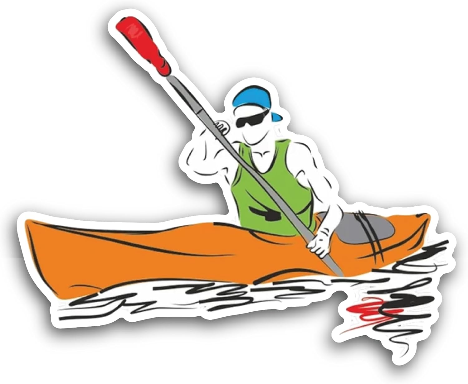 2 (Pieces) 3" and 5" Boy Rowing Boat Sticker, Waterproof Vinyl Decals for Many Purpose Like Cars, Trucks, Laptops, Phones, Windows and More