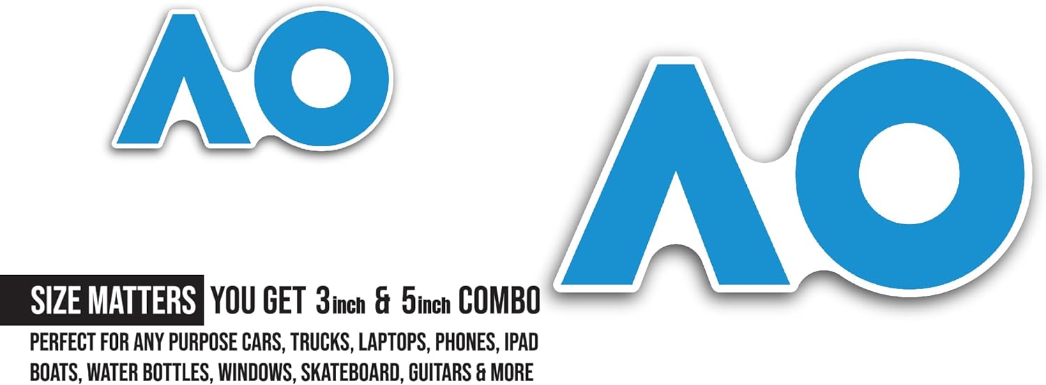 2 (Pieces) 3" and 5" Australian 0pen Logo Sticker, Waterproof Vinyl Decals for Many Purpose Like Cars, Trucks, Laptops, Phones, Windows and More
