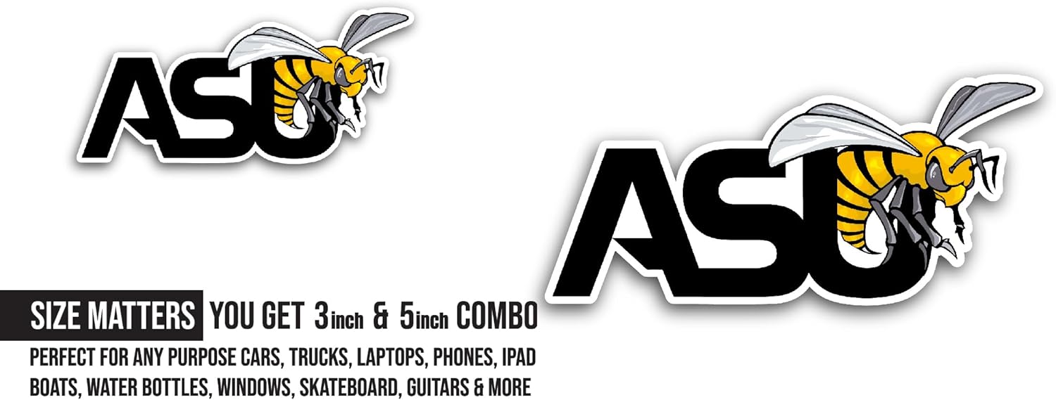 2 (Pieces) 3" and 5" Alabama State University H0rnets Sticker, Waterproof Vinyl Decals for Many Purpose Like Cars, Trucks, Laptops, Phones, Windows and More