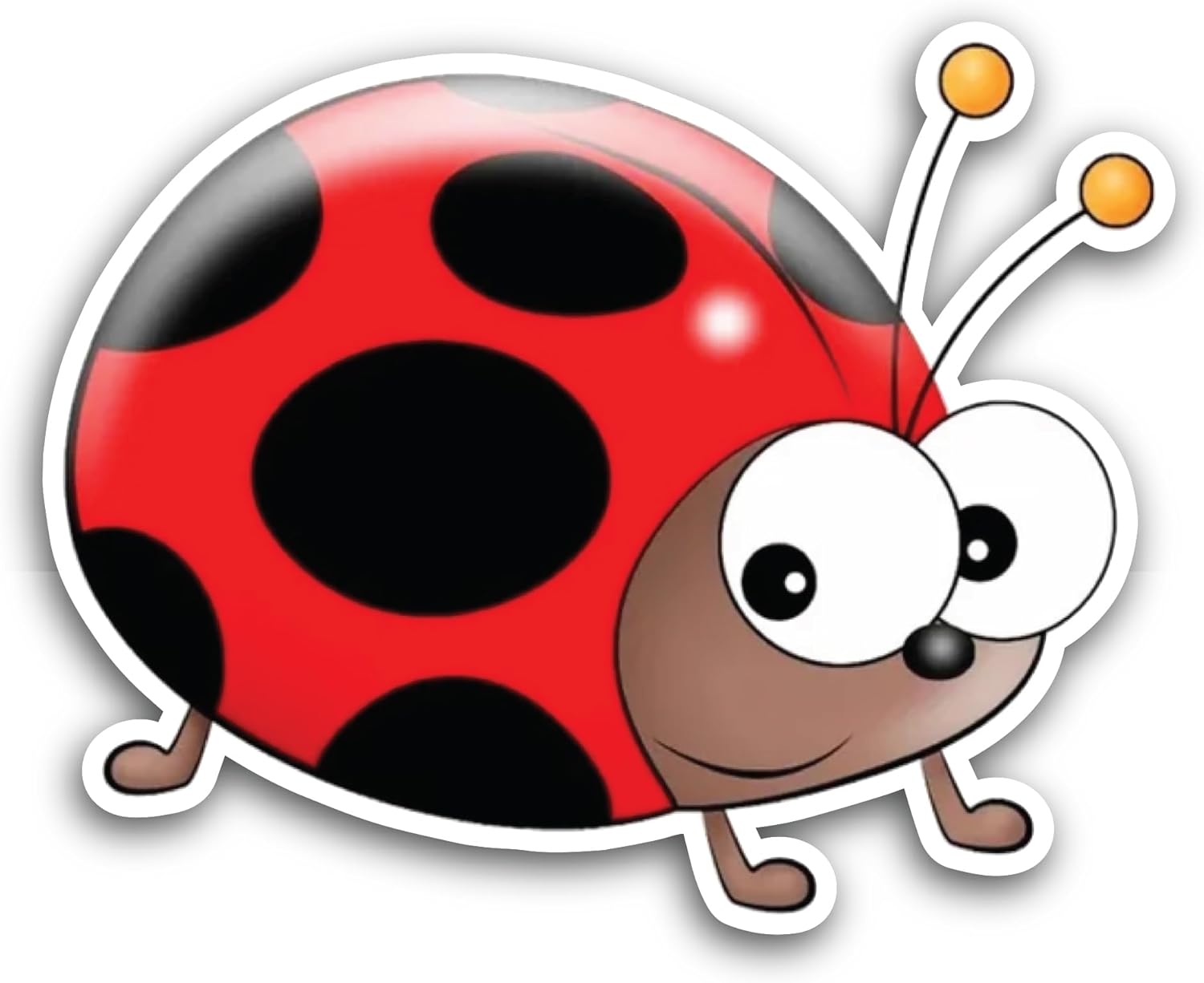 2 (Pieces) 3" and 5" Cartoon Ladybug Sticker, Waterproof Vinyl Decals for Many Purpose Like Cars, Trucks, Laptops, Phones, Windows and More