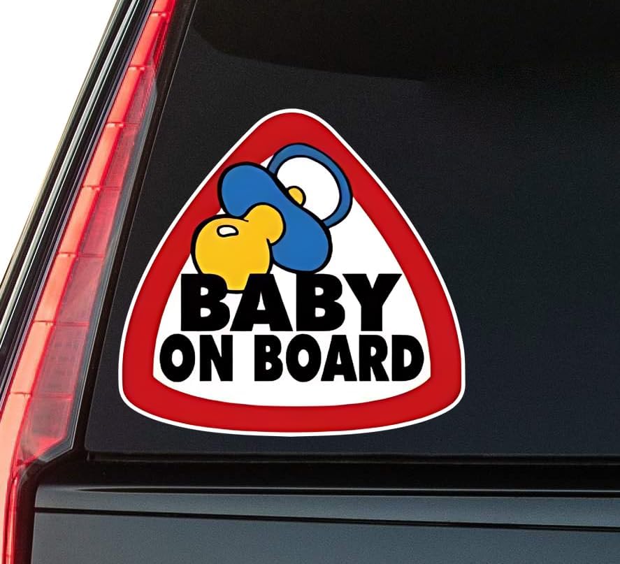 Baby ON Board Safety Sign Window Vinyl Decal Sticker 6" (White), Waterproof Vinyl Decals for Many Purpose Like Cars, Trucks, Laptops, Phones, Windows and More