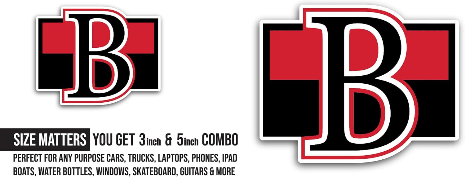 2 (Pieces) 3" and 5" B3lleville's Logo Sticker, Waterproof Vinyl Decals for Many Purpose Like Cars, Trucks, Laptops, Phones, Windows and More