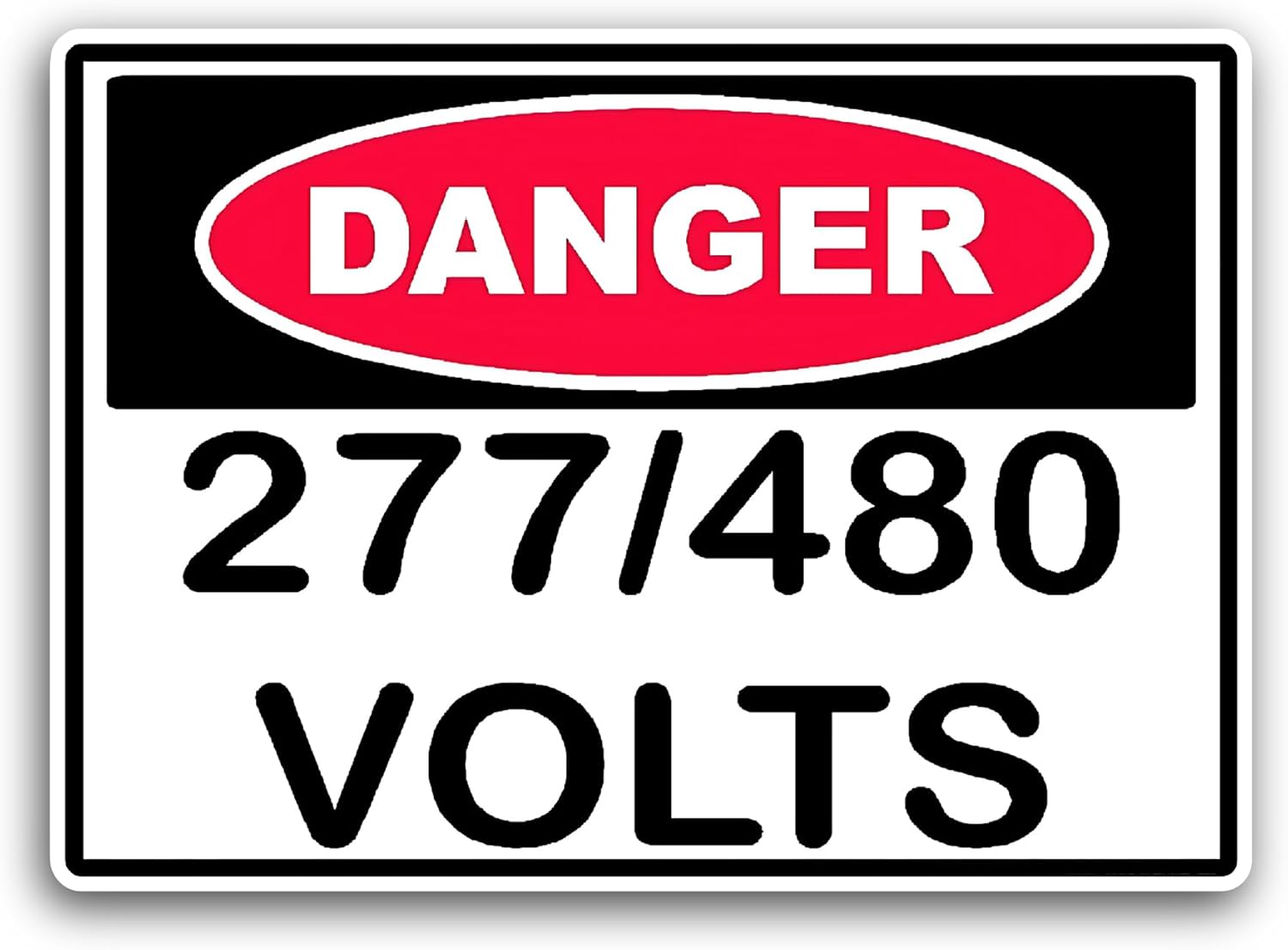 2 (Pieces) 3" and 5" Danger 277/480 Volts Sticker, Waterproof Vinyl Decals for Many Purpose Like Cars, Trucks, Laptops, Phones, Windows and More