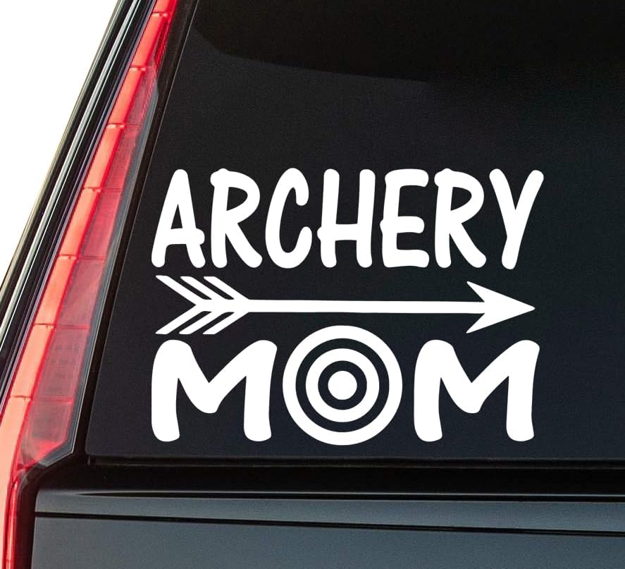 Archery Mom Window Vinyl Decal Sticker 6" (White), Waterproof Vinyl Decals for Many Purpose Like Cars, Trucks, Laptops, Phones, Windows and More