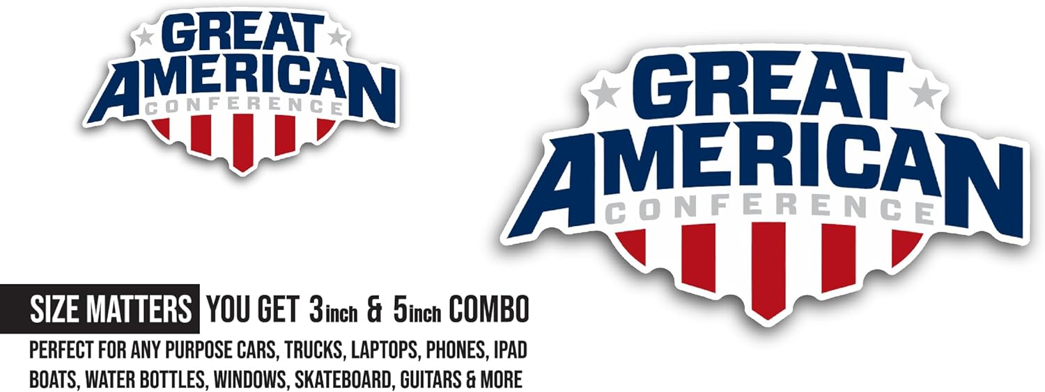 2 (Pieces) 3" and 5" Great Americ@n Conference Logo Decal Sticker, Waterproof Vinyl Decals for Many Purpose Like Cars, Trucks, Laptops, Phones, Windows and More