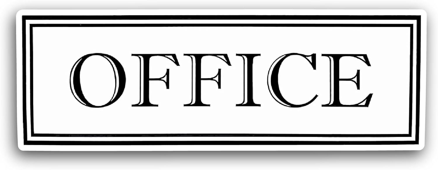 2 (Pieces) 3" and 5" Office Text Sticker, Waterproof Vinyl Decals for Many Purpose Like Cars, Trucks, Laptops, Phones, Windows and More