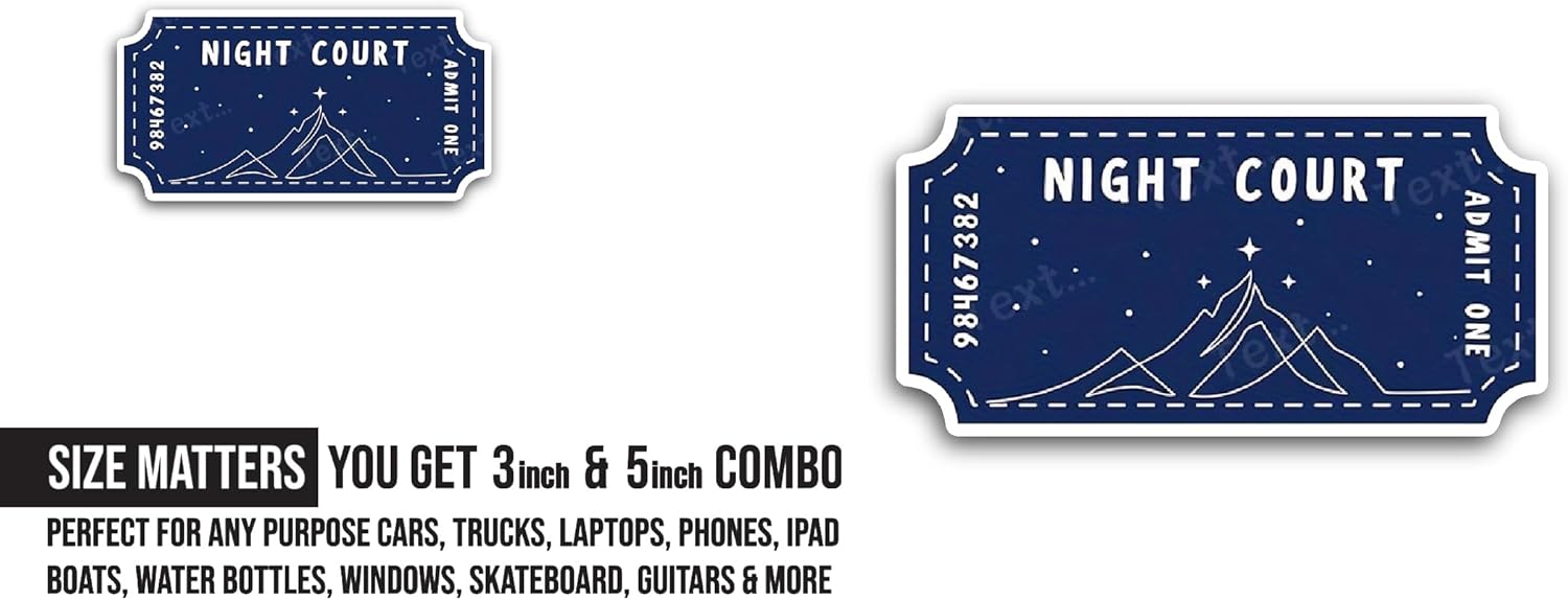 2 (Pieces) 3" and 5" Night Court Sticker, Waterproof Vinyl Decals for Many Purpose Like Cars, Trucks, Laptops, Phones, Windows and More