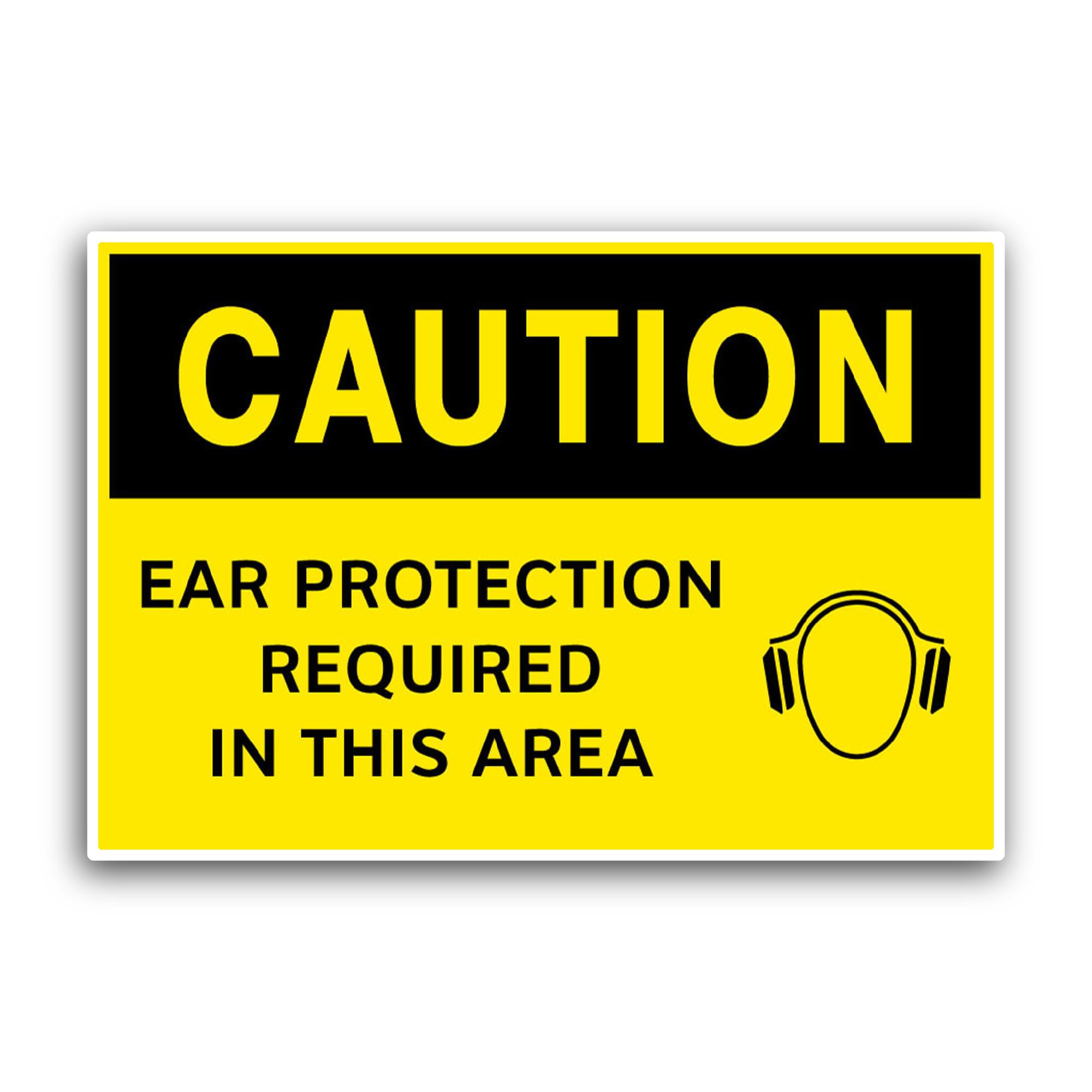 2 (Pieces) 3" and 5" Ear Protection Required Sticker, Waterproof Vinyl Decals for Many Purpose Like 