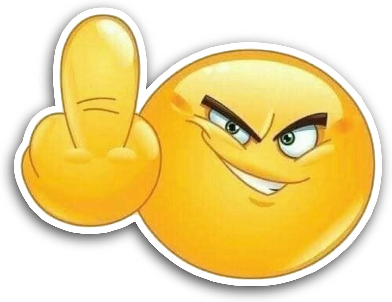 2 (Pieces) 3" and 5" Angry Yellow Face Sticker, Waterproof Vinyl Decals for Many Purpose Like Cars, Trucks, Laptops, Phones, Windows and More