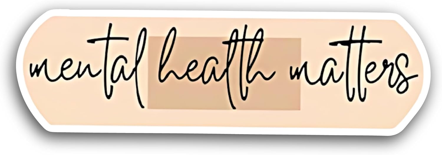 2 (Pieces) 3" and 5" Mental Health Matters Text Design Sticker, Waterproof Vinyl Decals for Many Purpose Like Cars, Trucks, Laptops, Phones, Windows and More