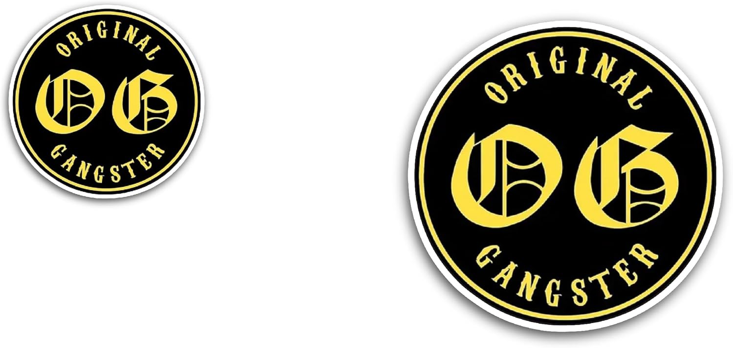 2 (Pieces) 3" and 5" Original Gangster Sticker, Waterproof Vinyl Decals for Many Purpose Like Cars, Trucks, Laptops, Phones, Windows and More
