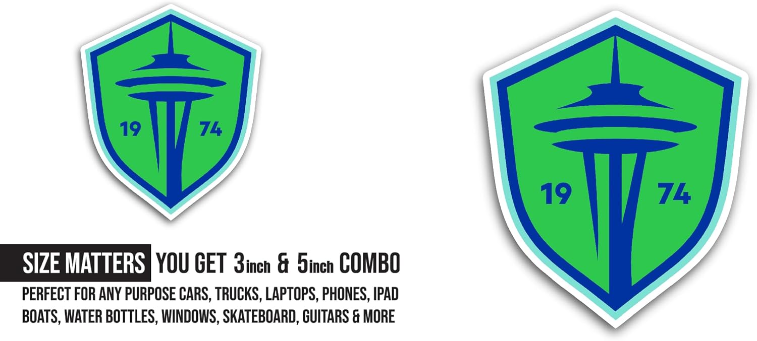 2 (Pieces) 3" and 5" Seattle S0unders Sticker, Waterproof Vinyl Decals for Many Purpose Like Cars, Trucks, Laptops, Phones, Windows and More