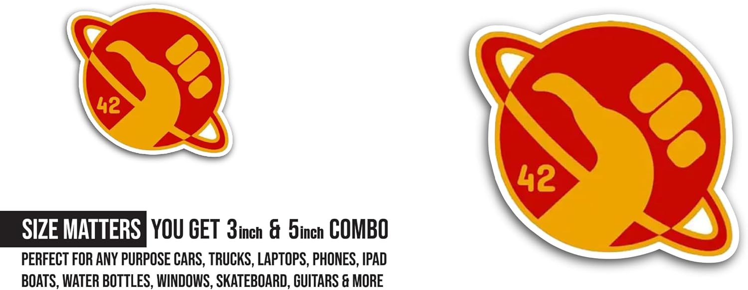 2 (Pieces) 3" and 5" H1tchhikers Guide Logo Sticker, Waterproof Vinyl Decals for Many Purpose Like Cars, Trucks, Laptops, Phones, Windows and More