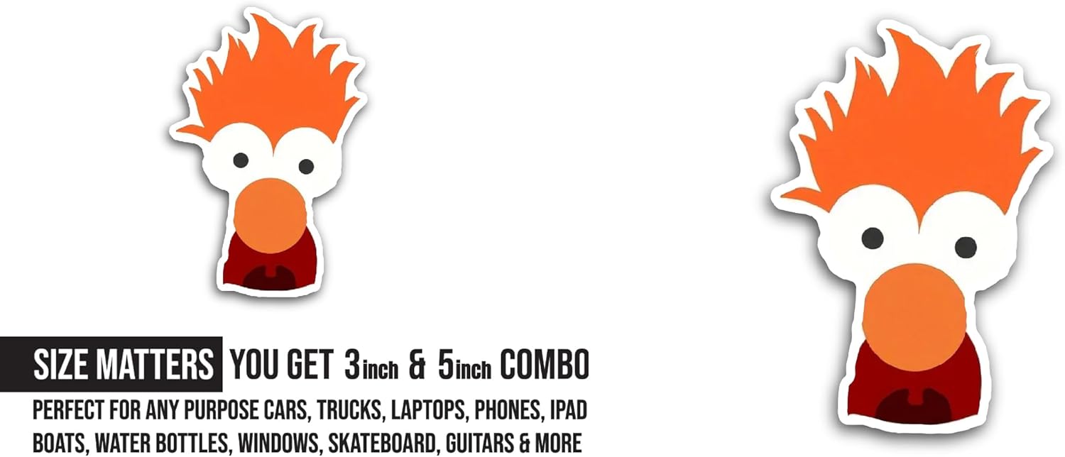 2 (Pieces) 3" and 5" Beaker Sticker, Waterproof Vinyl Decals for Many Purpose Like Cars, Trucks, Laptops, Phones, Windows and More