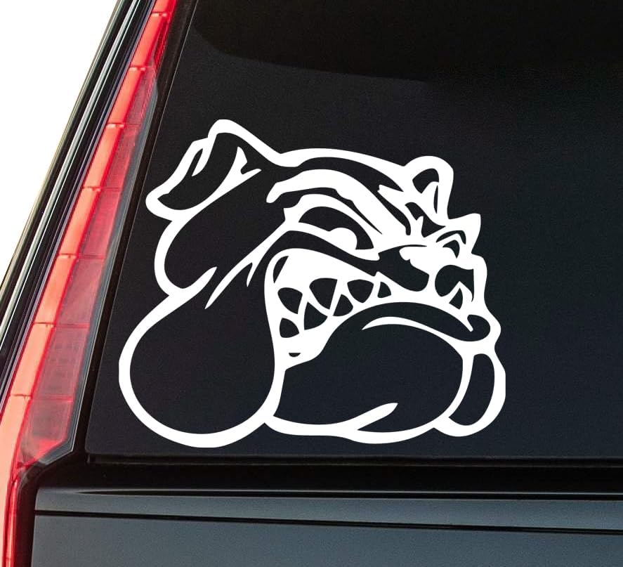 Cute Bulldog Window Vinyl Decal Sticker 6" (White), Waterproof Vinyl Decals for Many Purpose Like Cars, Trucks, Laptops, Phones, Windows and More