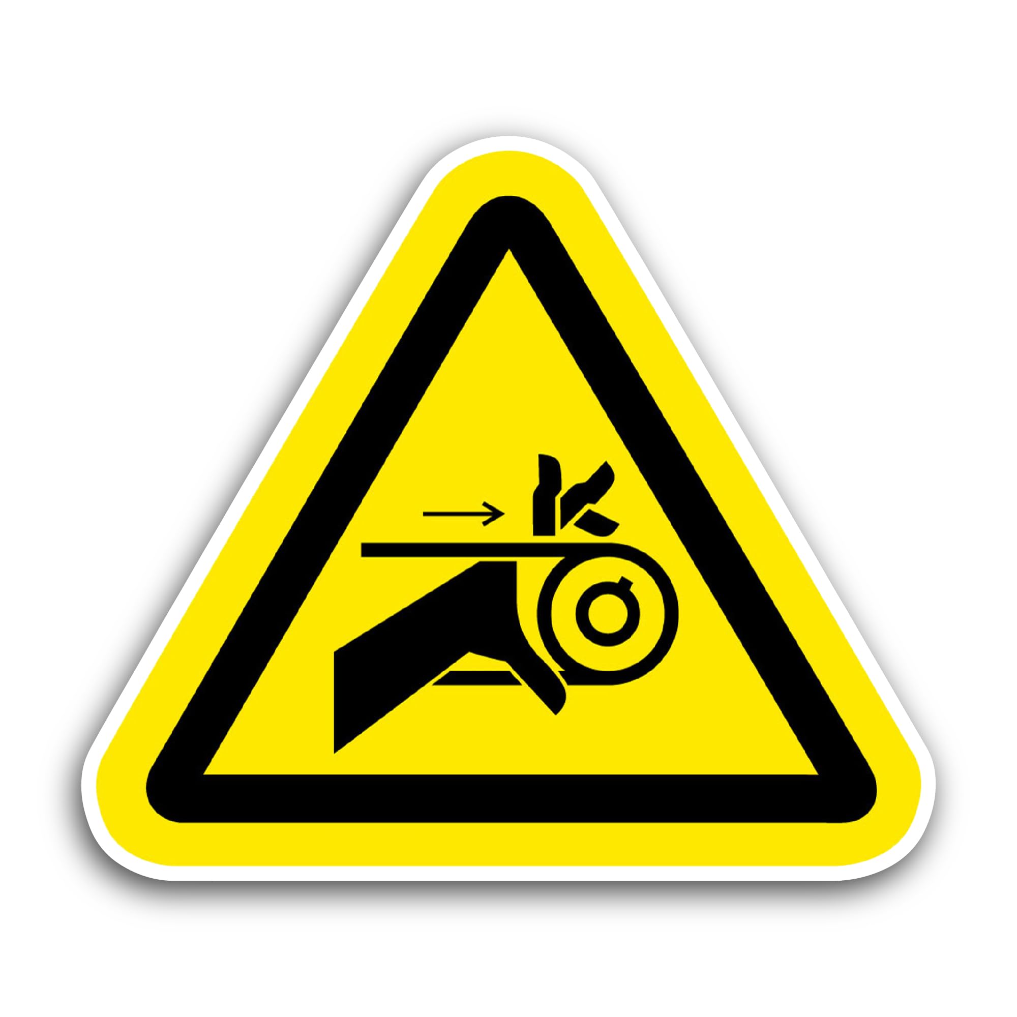 2 (Pieces) 3" and 5" Hand Crush Roller Pinch Point Symbol Sticker, Waterproof Vinyl Decals for Many 