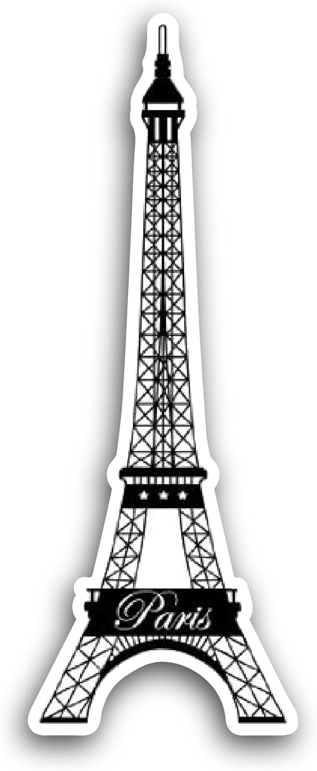 2 (Pieces) 3" and 5" Eiffel Tower Sticker, Waterproof Vinyl Decals for Many Purpose Like Cars, Trucks, Laptops, Phones, Windows and More