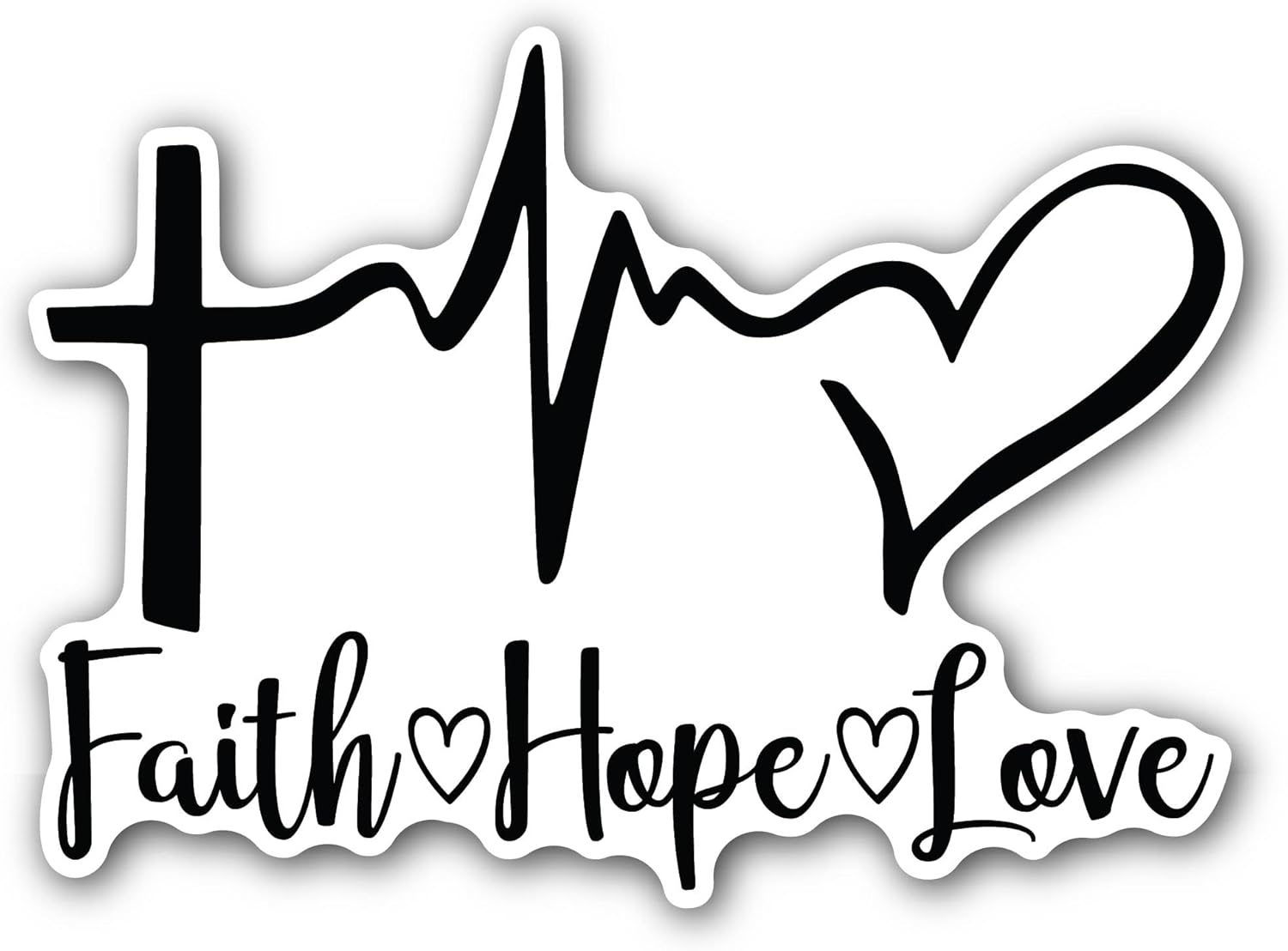 2 (Pieces) 3" and 5" Faith Hope Love Sticker, Waterproof Vinyl Decals for Many Purpose Like Cars, Trucks, Laptops, Phones, Windows and More