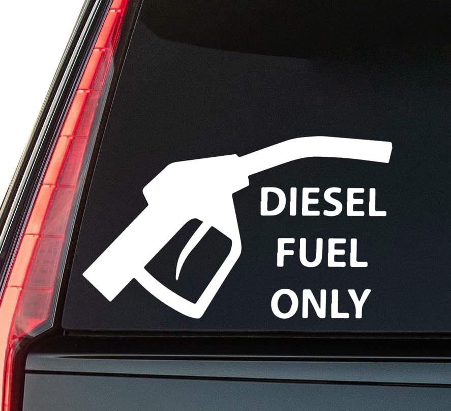 Diesel Fuel Window Vinyl Decal Sticker 6" (White), Waterproof Vinyl Decals for Many Purpose Like Cars, Trucks, Laptops, Phones, Windows and More