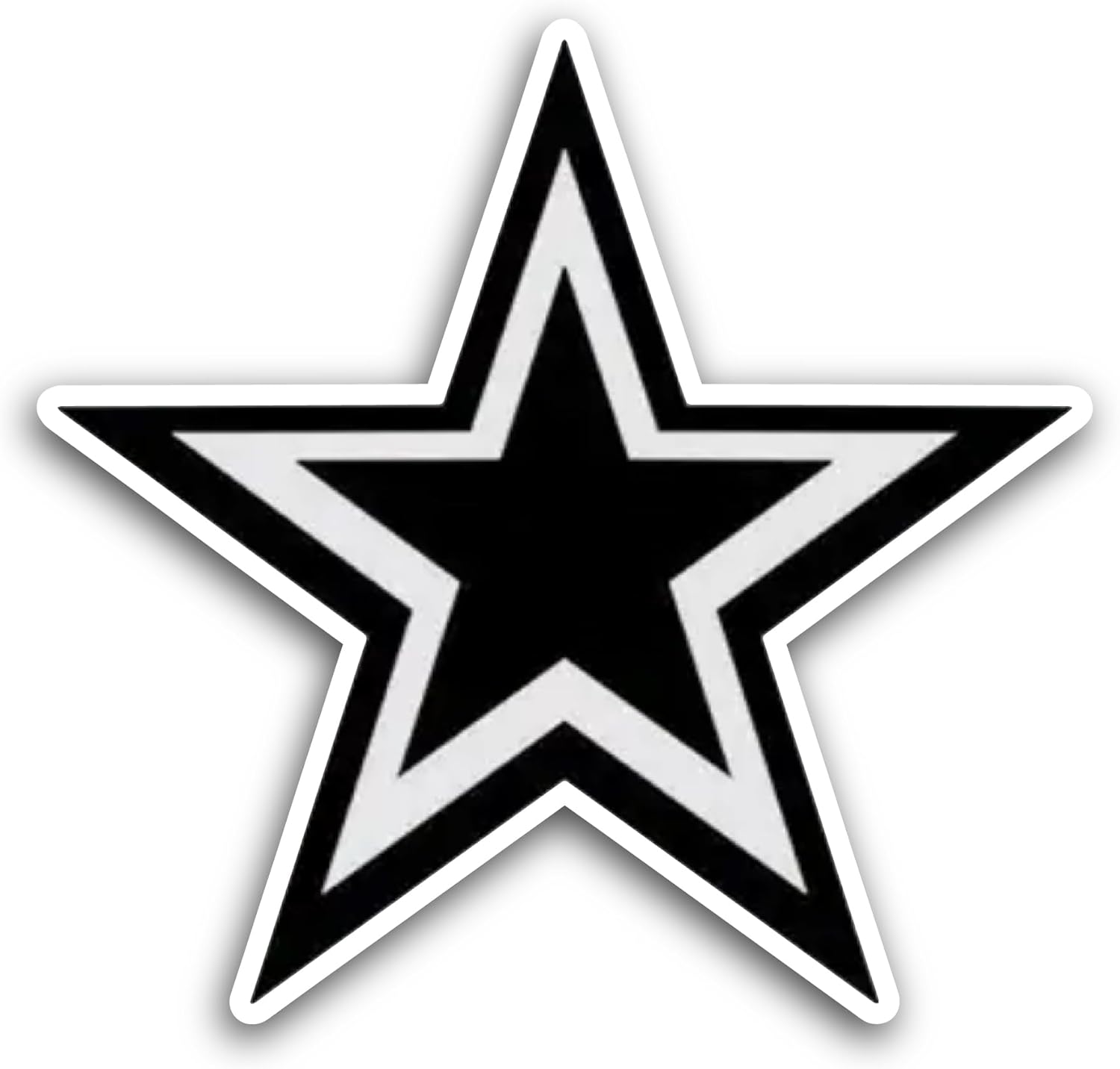 2 (Pieces) 3" and 5" Black and White Star Sticker, Waterproof Vinyl Decals for Many Purpose Like Cars, Trucks, Laptops, Phones, Windows and More