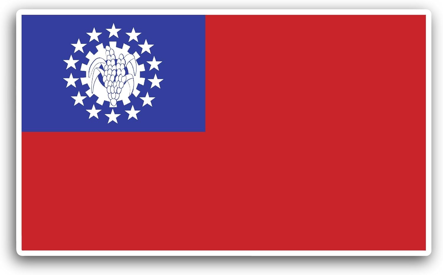 2 (Pieces) 3" and 5" Myanmar - Burma Flag Sticker, Waterproof Vinyl Decals for Many Purpose Like Cars, Trucks, Laptops, Phones, Windows and More