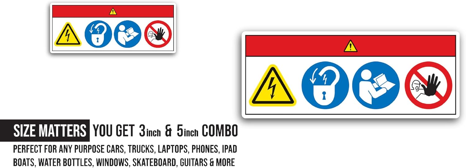 2 (Pieces) 3" and 5" Safety Signs Sticker, Waterproof Vinyl Decals for Many Purpose Like Cars, Trucks, Laptops, Phones, Windows and More
