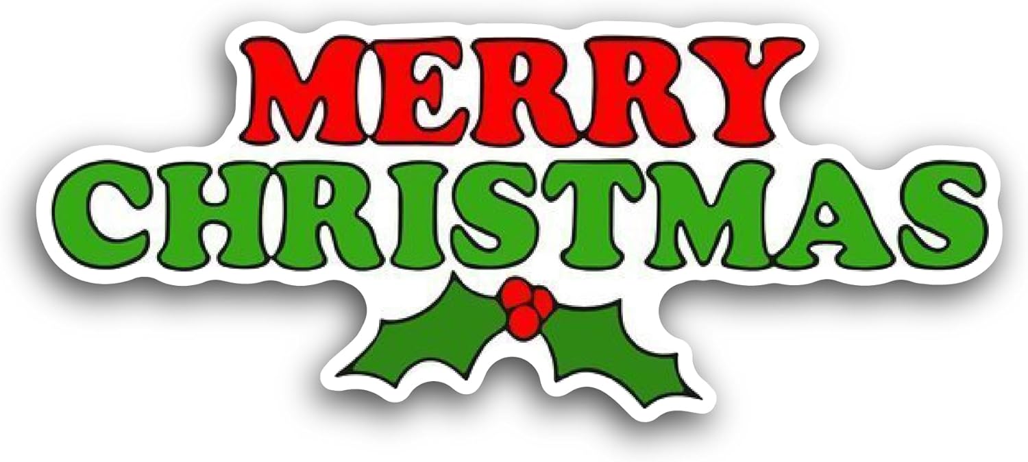 2 (Pieces) 3" and 5" Merry Christmas Lettering Sticker, Waterproof Vinyl Decals for Many Purpose Like Cars, Trucks, Laptops, Phones, Windows and More