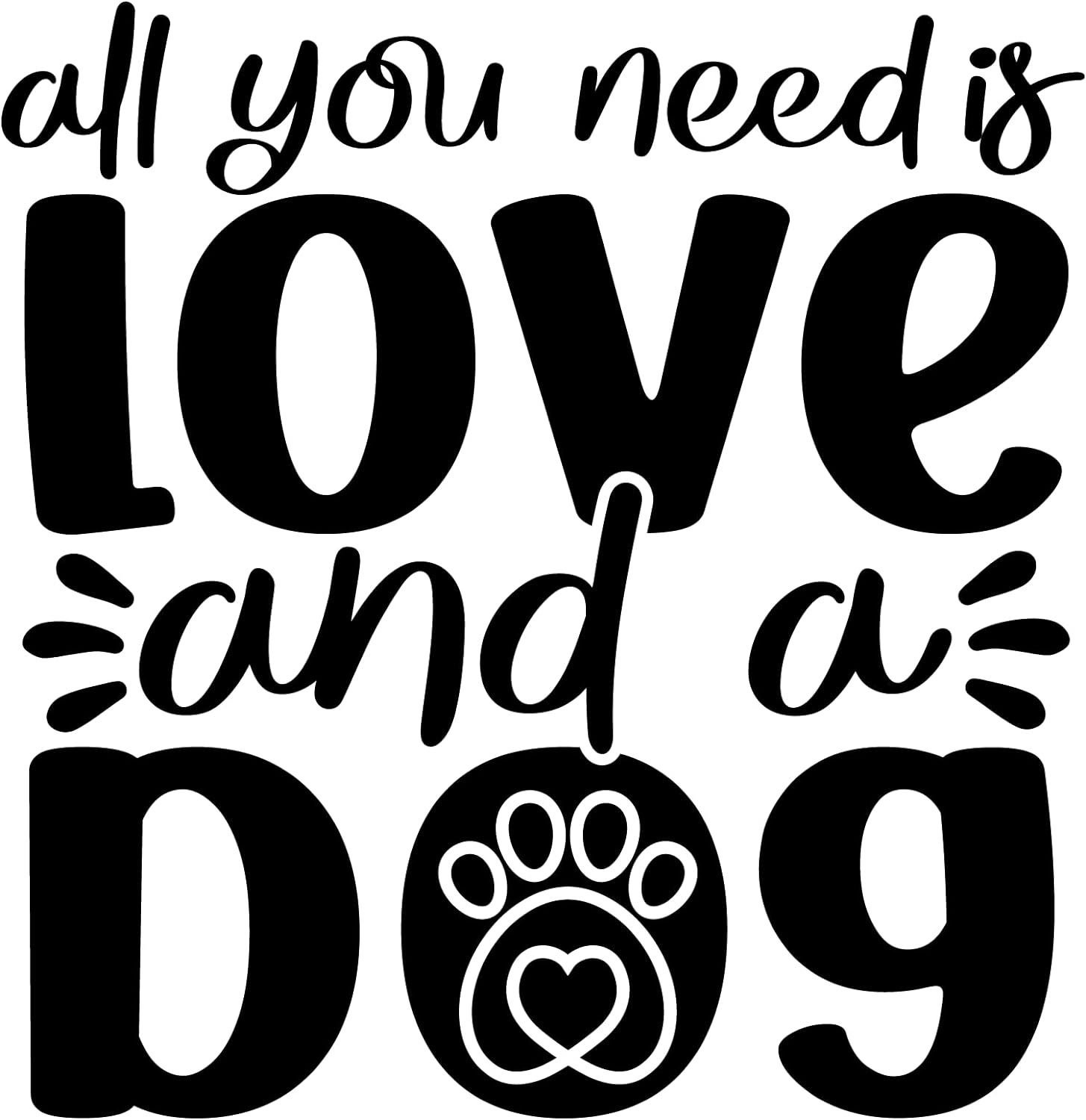 Inspirational Quote "All You Need is Love and a Dog" Motivational Sticker Vinyl Decal Motivation Stickers- 5" Vinyl Sticker Waterproof