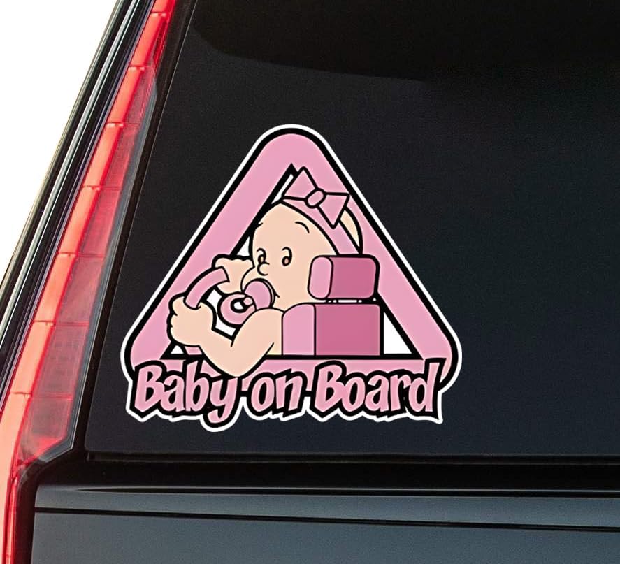 Baby on Board Cute Window Vinyl Decal Sticker 6" (White), Waterproof Vinyl Decals for Many Purpose Like Cars, Trucks, Laptops, Phones, Windows and More