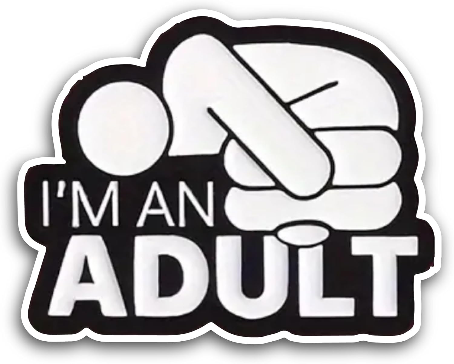 2 (Pieces) 3" and 5" I'm an Adult Sticker, Waterproof Vinyl Decals for Many Purpose Like Cars, Trucks, Laptops, Phones, Windows and More