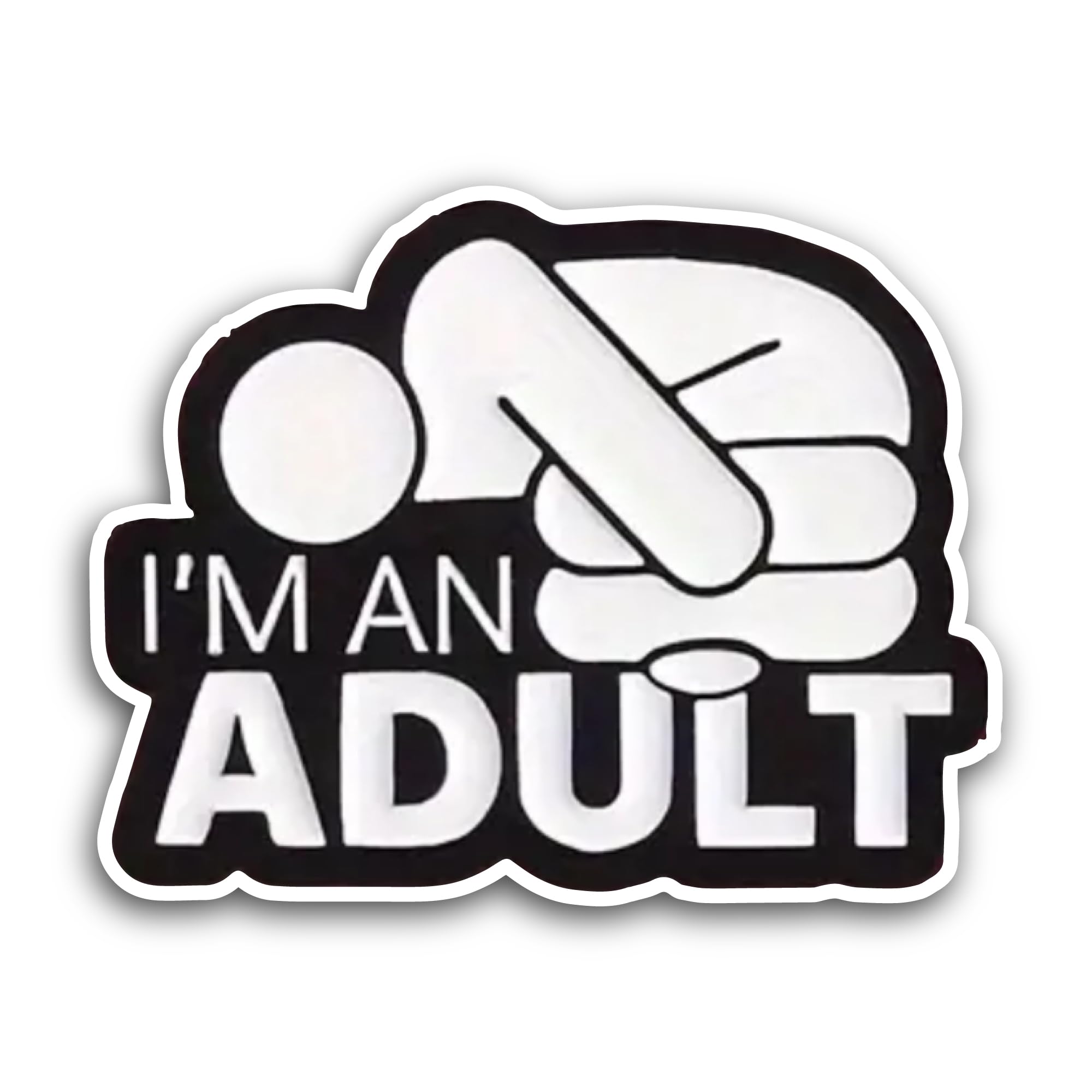 2 (Pieces) 3" and 5" I'm an Adult Sticker, Waterproof Vinyl Decals for Many Purpose Like Cars, Truck