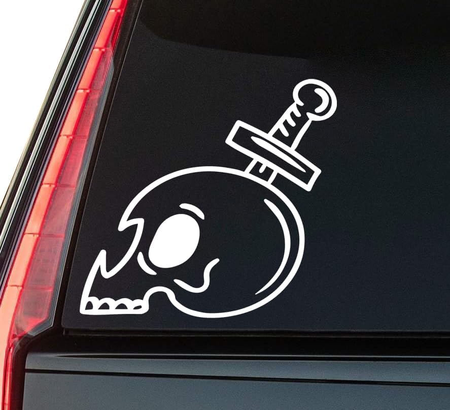 Skull Window Vinyl Decal Sticker 6" (White), Waterproof Vinyl Decals for Many Purpose Like Cars, Trucks, Laptops, Phones, Windows and More
