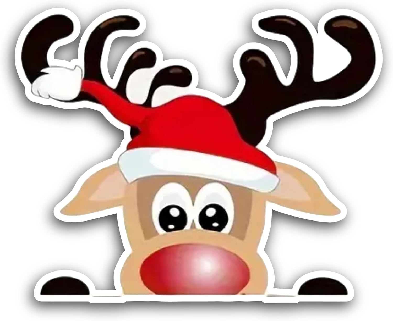 2 (Pieces) 3" and 5" Funny Christmas Reindeer Sticker, Waterproof Vinyl Decals for Many Purpose Like Cars, Trucks, Laptops, Phones, Windows and More