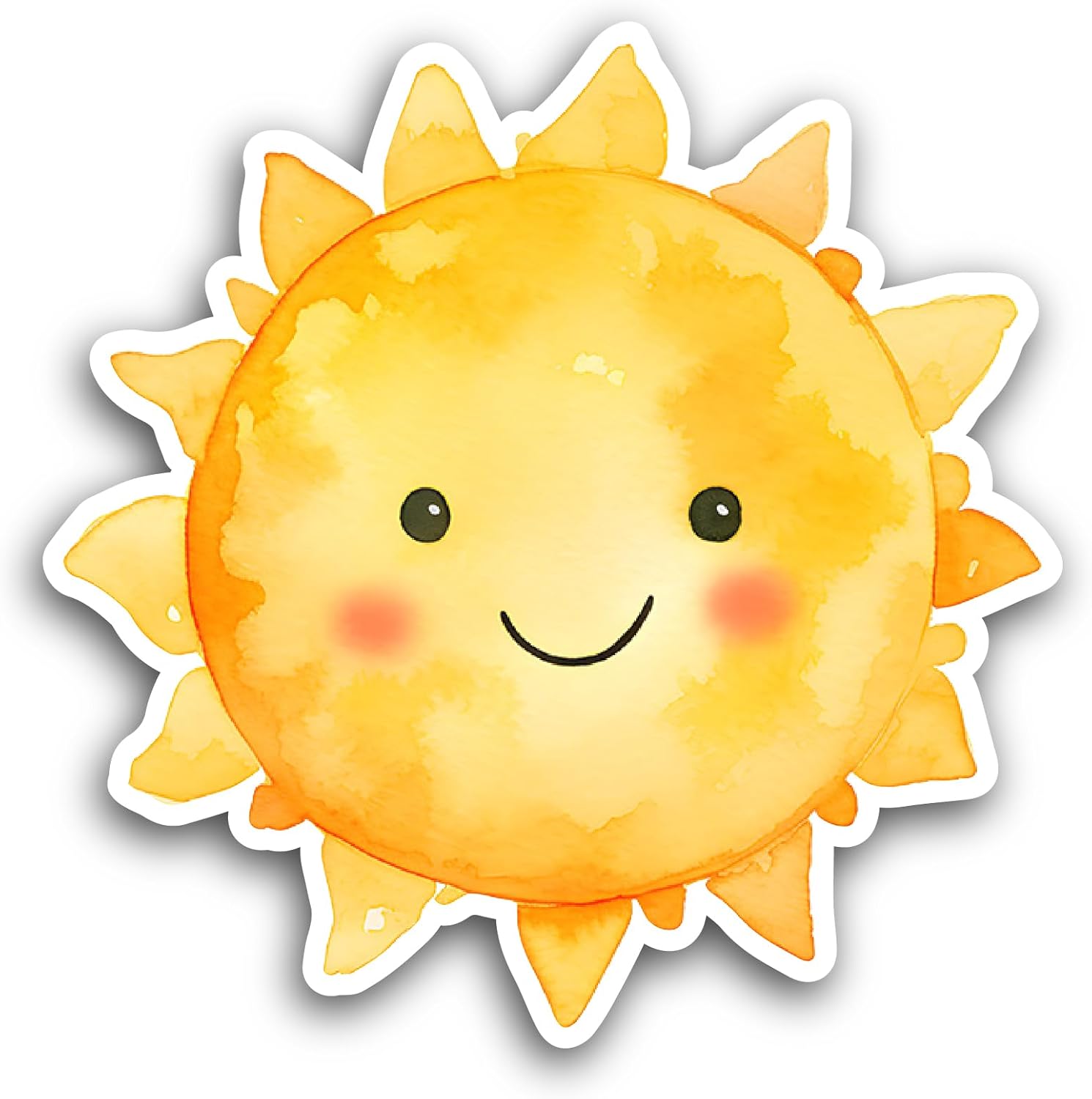 2 (Pieces) 3" and 5" Cute Yellow Sun Sticker, Waterproof Vinyl Decals for Many Purpose Like Cars, Trucks, Laptops, Phones, Windows and More