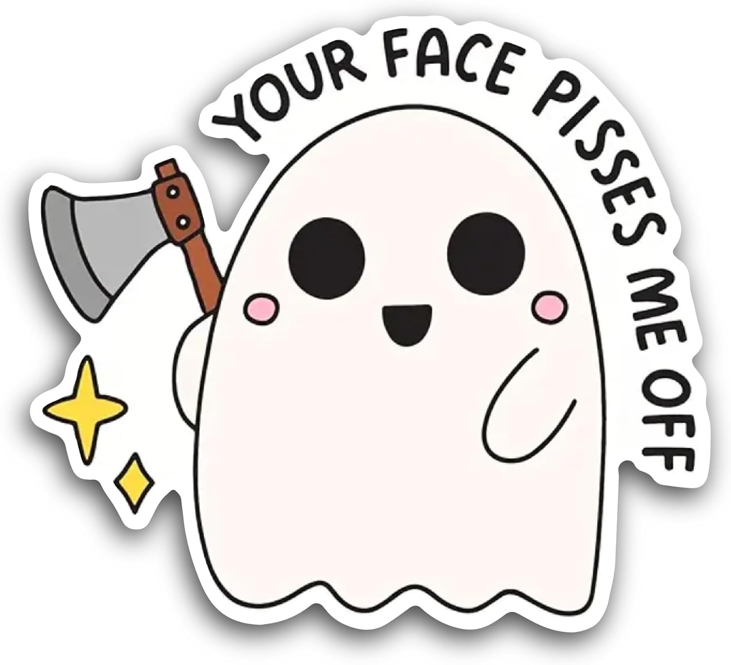 2 (Pieces) 3" and 5" Your Face Pisses Me Off Text Sticker, Waterproof Vinyl Decals for Many Purpose Like Cars, Trucks, Laptops, Phones, Windows and More