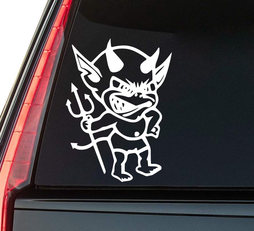 Devil Window Vinyl Decal Sticker 6" (White), Waterproof Vinyl Decals for Many Purpose Like Cars, Trucks, Laptops, Phones, Windows and More