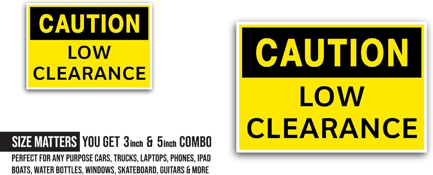 2 (Pieces) 3" and 5" L0w Clearance Sticker, Waterproof Vinyl Decals for Many Purpose Like Cars, Trucks, Laptops, Phones, Windows and More