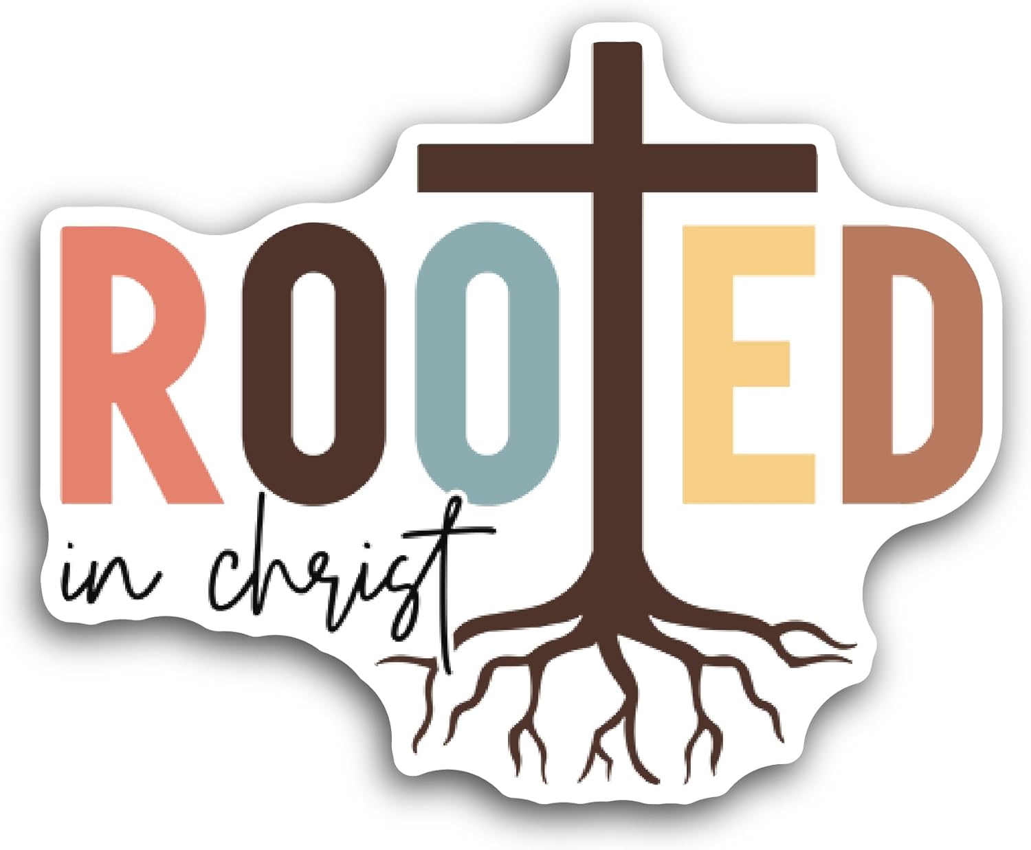 2 (Pieces) 3" and 5" Rooted Text Sticker, Waterproof Vinyl Decals for Many Purpose Like Cars, Trucks, Laptops, Phones, Windows and More